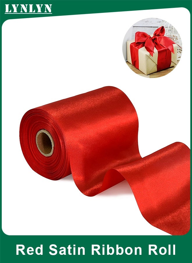 LYNLYN Red Satin Ribbon Roll, Solid Fabric Ribbon for Grand Opening Cutting Ceremonies, Gift Wrapping, Wedding and Party Decoration, Chair Sashes and Craft Use（10 x 200cm) - Image 1